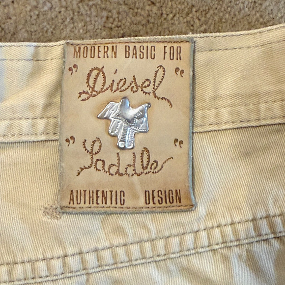 Diesel Saddle Jeans Mens Western Cowboy Beige Button Fly Pants Logo 33x28.5 - Picture 5 of 14